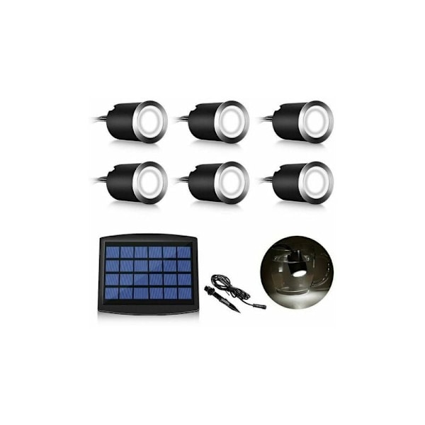 Sett med 6 Mini LED Spotlight Solcelle LED Nedfelt Jordspotlight, 3W Utendørs Nedfelt Gulvlampe, Utendørs Jord Nedfelt Spotlight, Rustfri