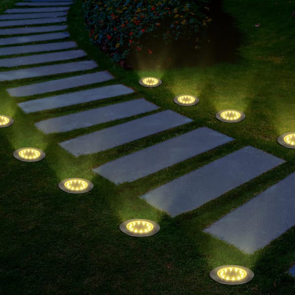 4-pak varme solcellehavelys, 12 varmhvide LED'er, rustfrit stål