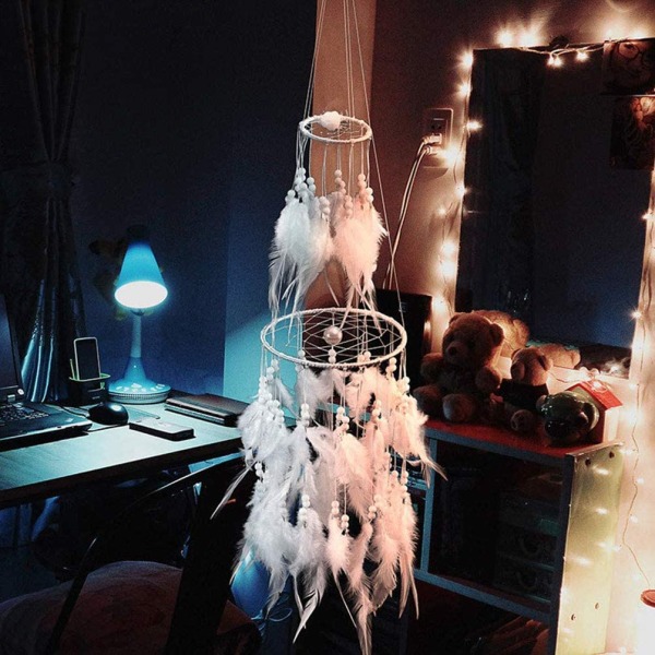 Drømmefanger dekoration med varmt LED-lys, varmt lys