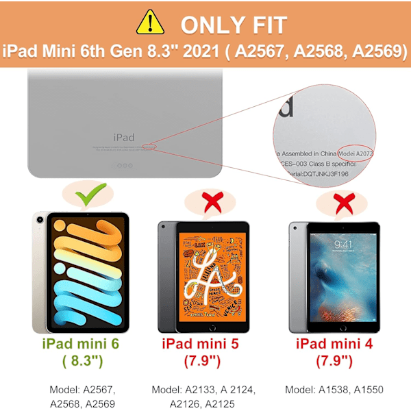 Ipad Mini 6 Fodral Med Två Visningsvinklar, Stödjer Touch ID-funktion Och Automatisk Väckning/Sovläge - Lila
