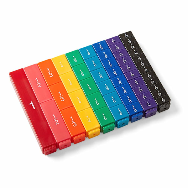 Montessori Material för Hemskolning, Bråktal med Dubbelsidig Regnbågsfärgad Design, Matematikmaterial för Grundskolan, Visuellt
