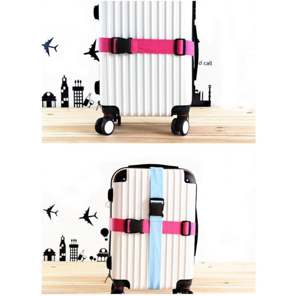 Pakke med 4 bagagestropper, justerbare kuffert-bagagestropper