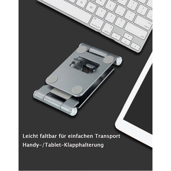 Mobiltelefonställ med dubbel vikmekanism, aluminiumlegering för universell kompatibilitet, skyddande halkfria kuddar, hopfällbart och integrerat, lätt att