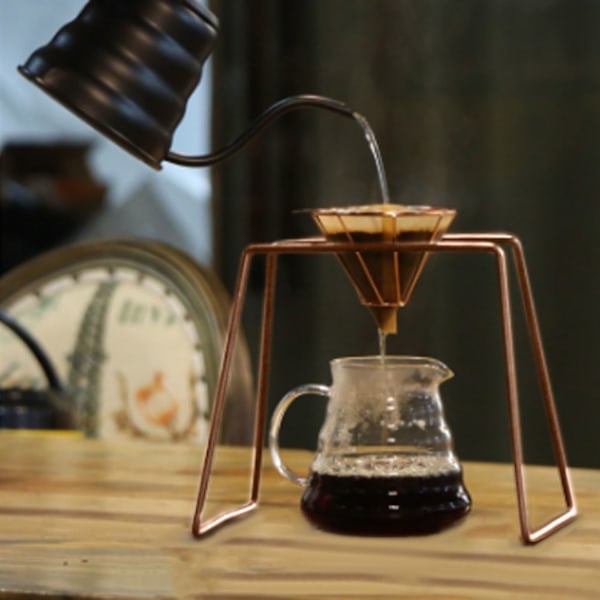 Metall Kaffefilter Kopphållare Häll Över Kaffefilter Droppställ Filterpappershållare Set Antik Brons