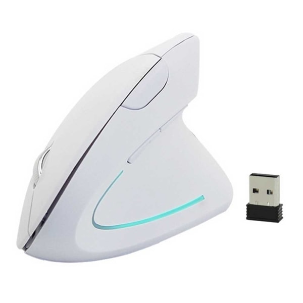 2,4G trådløs optisk mus Ergonomisk trådløs mus, hvit