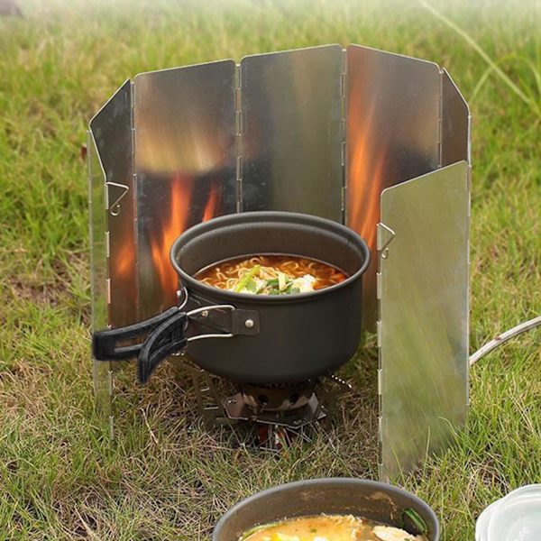 Gasskomfyrvindskjerm i aluminium for camping og fotturer