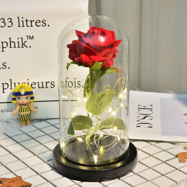 Punainen ruusu kukka lahjat, keinotekoinen kukka punainen ruusu LED-valolla