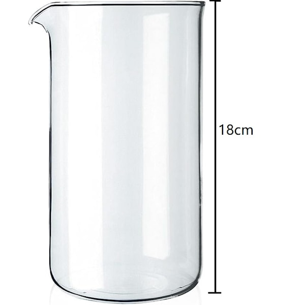 Ersatningsglas til fransk presse, 8 kopper, Klar, 1 L - 9,6 cm i diameter, H 18 cm