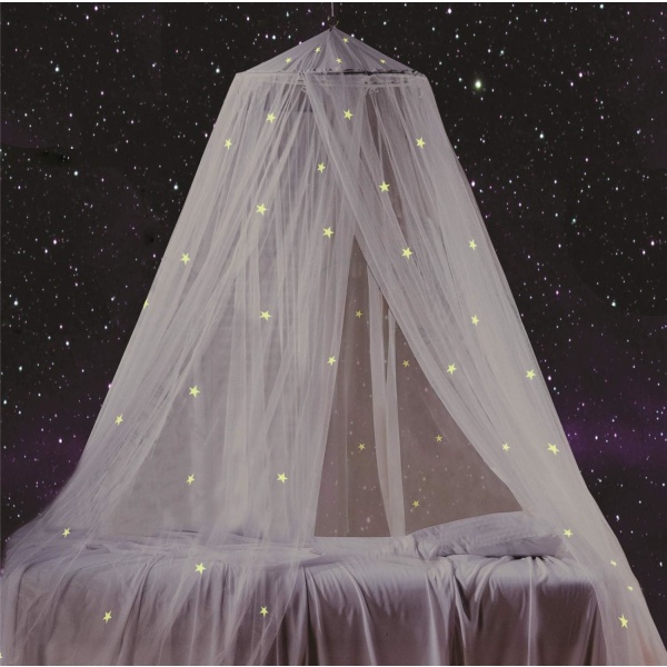 Vit sänghimmel för barn bomull rund kupol hängande för flickor Play