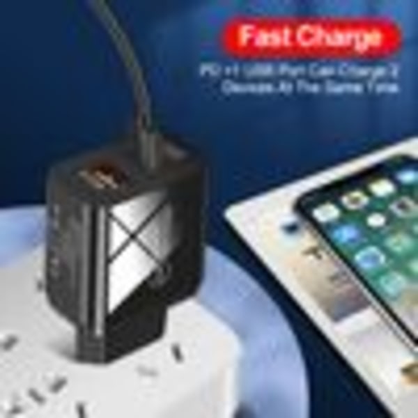 Universell Snabbladdningskub, 25W Höghastighets Power Delivery & Quick Charge-stöd för Hemmakontor Resor, Smart Chip-skydd, Kompakt Design,