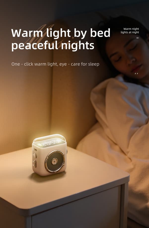 Enpack bärbar magnetisk Bluetooth minihögtalare med klockdisplay, fickhögtalare för utomhusbruk, beige