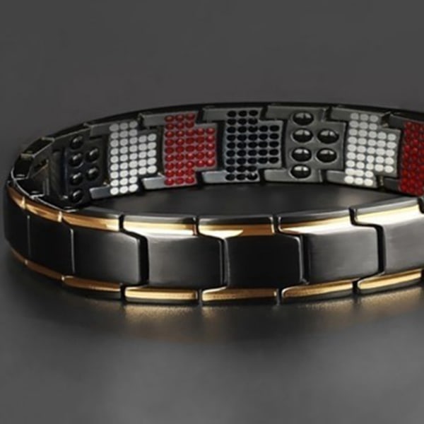 Hälsoarmband för män, förbättra prostatahälsan med CopperPulse prostata-hälsoarmband som stärker immunförsvaret, justerbar längd (svart guld)