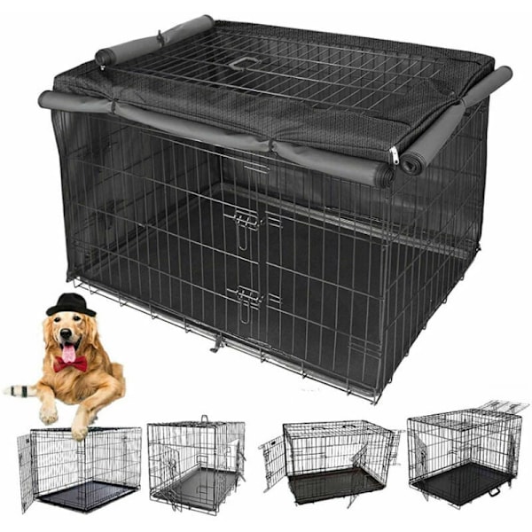 Hopfällbart metallskydd för hundbur, förbättrad ventilation och andningsförmåga för 42-tums trådbur