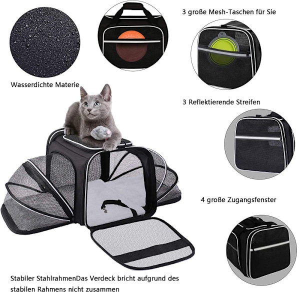 Hundväska, Godkänd av flygbolag, Mjuk och bekväm insida, Slitstarkt tyg, Reflexband, Lätt att rengöra, Portabel och praktisk för ditt husdjur