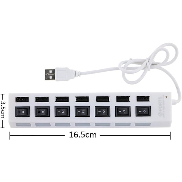 Mångsidig 7-Portars USB-Hubb, Strömstatusindikatorer För Tydlig Övervakning, Kompatibilitet Mellan Operativsystem, Redo Att Förbättra Din Arbetsstation (2