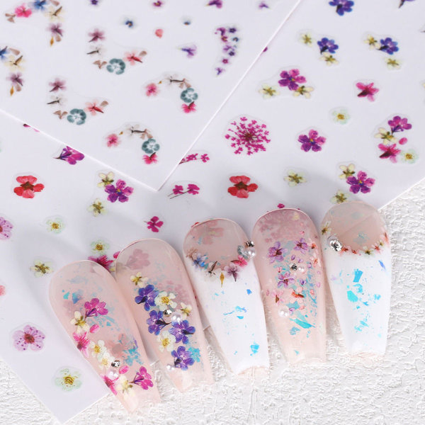 Nail Art Decal Decal, 5D puristettu Nail Decal Spring Colorful Daisies