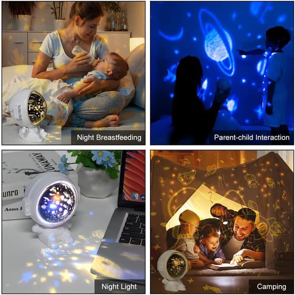 110x93x121mm Astronaut Star Sky Projector (Hvit), 360° Rotasjon A