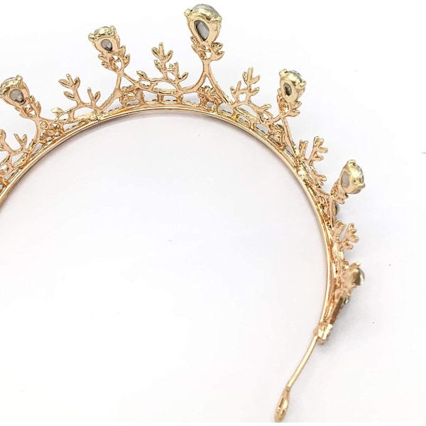 Strasskrona Tiara, Gyllene Drottning Kostymkrona För Födelsedagsfester Och Gåvor, Elegant Prinsesskrona Tiara Bröllop Brud Bal Fest Tillbehör,