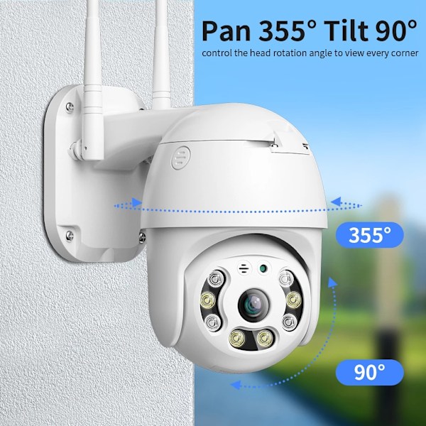 Multifunktionell säkerhetskamera, förbättrad säkerhet med ONVIF-kompatibilitet och 355° panorering och tilt för omfattande övervakning