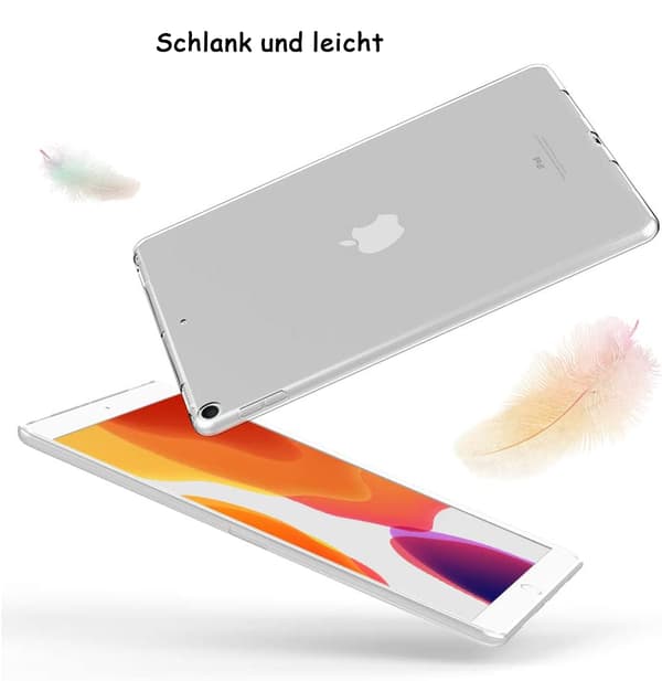 Fodral för iPad 10.2\" (iPad 9:e generationen 2021/iPad 8:e generationen 2020/iPad 7:e generationen 2019), transparent silikonfodral TPU baksida skyddsfodral