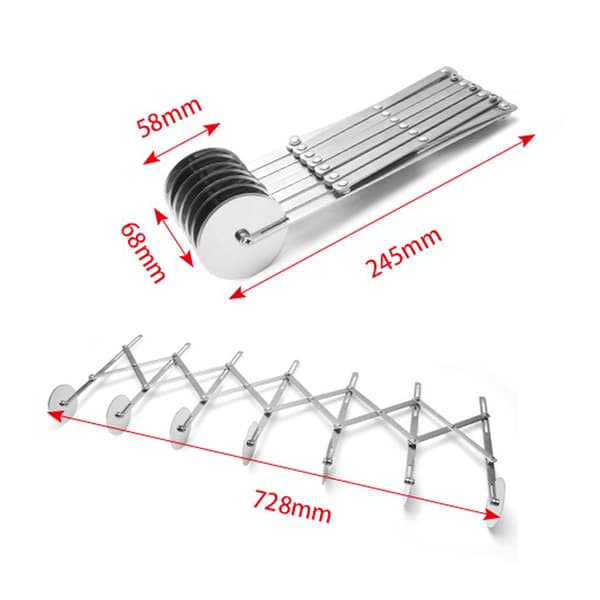 Dejkutter med justerbar arm, multi-hjuls dejkutter i rustfrit stål til pizza, brød, youtiao, rustfrie bageværktøjer, skalerbar divider