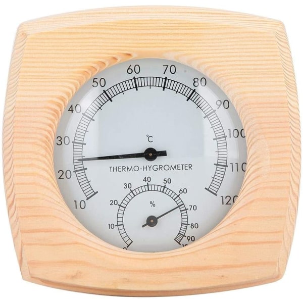 Bastutermometer i trä, hygrometertermometer