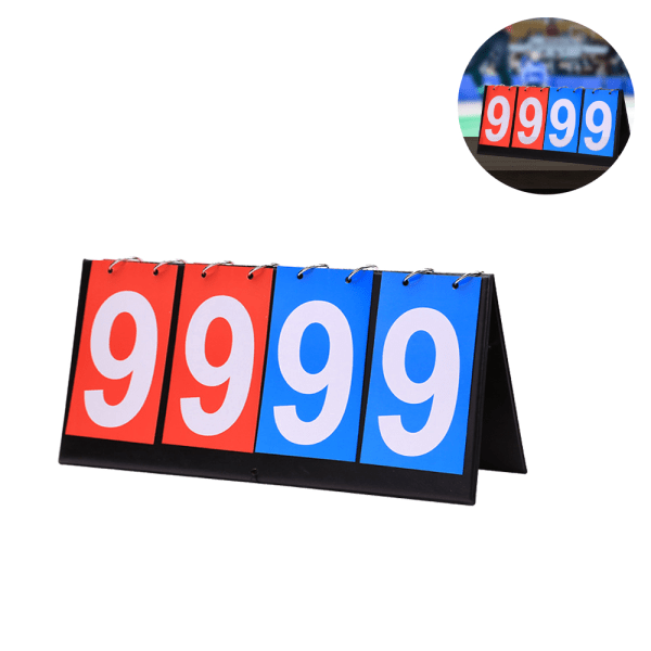 Bordplade Flip Scoreboard 4-cifret bærbar resultattavle, blå+rød