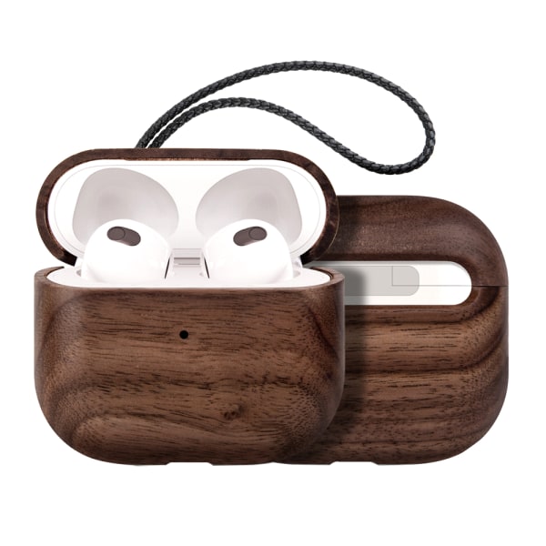 Kompatibel med Airpods 3， Natural Wood Case - Cover Case Protect
