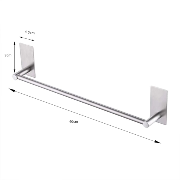 Liimautuva Seinäkiinnitettävä Pyyhekuivain Ruostumattomasta Teräksestä Kylpyhuoneen Pyyhekuivain 40cm Itseliimautuva Pyyhehylly Teepyyhekuivain, Kylpypyyhkeen Säilytys Kylpyhuone