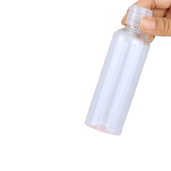 2-pack 50 ml plastflaskor PET genomskinliga påfyllningsflaskor med fjärilslock, flip-top lotionflaskor, kosmetiska påfyllningsflaskor