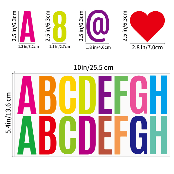 24 ark alfabetklistermærker 2,5 tommer bogstavklistermærker selvklæbende