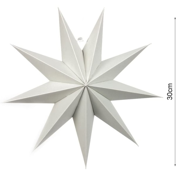 30 cm papirstjernedekorasjonssett med 3 foldestjerner Nonagon