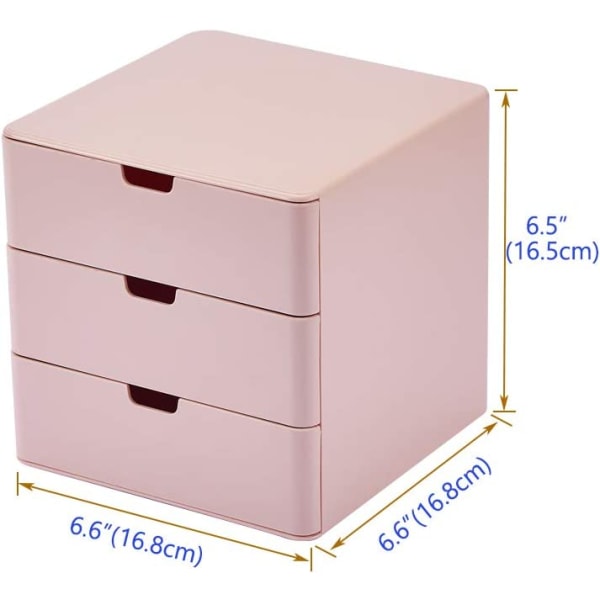 3-skuffers vanity Organizer, Compact Storage Organization, Pink
