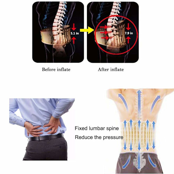 Ergonomiskt Designat Ländryggsstöd, Spinal Luftdraganordning För Lindring av Smärta i Nedre Ryggen, Justerbart Och Uppblåsbart Ryggstöd För 29-49