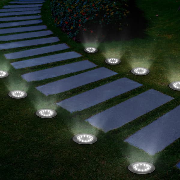 4-pak solcellehavelys, 12 varmhvide LED'er, rustfrit stål,