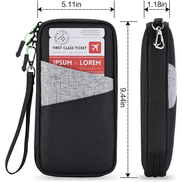Familjeplånbok för Pass, Dokumentorganisatör med RFID-blockeringsteknik, Mångsidig Förvaring För Effektiv Reseplanering (24cm(L)*14cm(B))