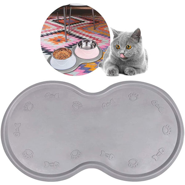 Fodermåtte til kæledyr til katte og hunde, silikone katte- og hundefodermåtte vandtæt kæledyrsfodermåtte med hævet kant skridsikkert let at rengøre design til indendørs
