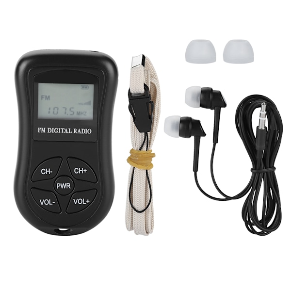 Transistorradio med AM FM-mottagning, bärbar lättviktsdesign som säkerställer lång batteritid, mini bärbar fickradio med DSP-chipbearbetning
