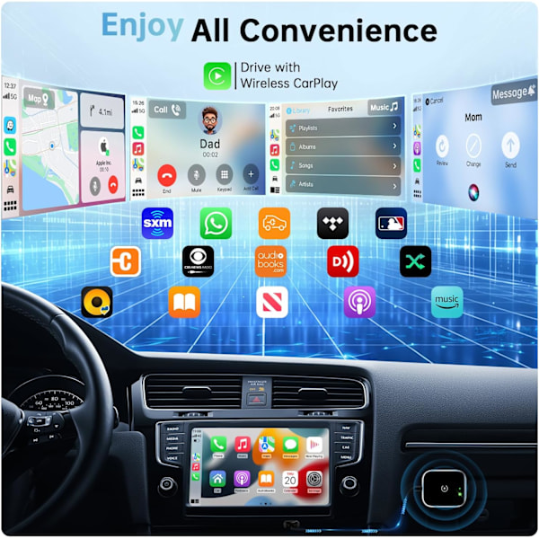 Langaton CarPlay -sovitin Apple CarPlaylle, helppo päivittää langallinen CarPlay langattomaksi, välitön yhteys, supermini Car Play -dongle iPhonelle