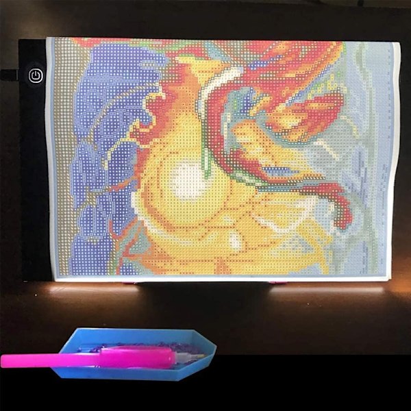 A4 LED Diamantmålnings Ljusplatta Hållare Vikbar Ljuslåda Plattställ Justerbara Diamantmålningssatser Fäste 5D DIY Diamantmålningstillbehör