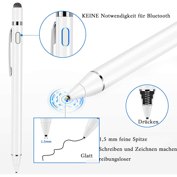 Uppladdningsbar digital stylus med multifunktionell klämma för enkel åtkomst, smart energisparsystem för förlängd användning på dina favoritenheter med pekskärm