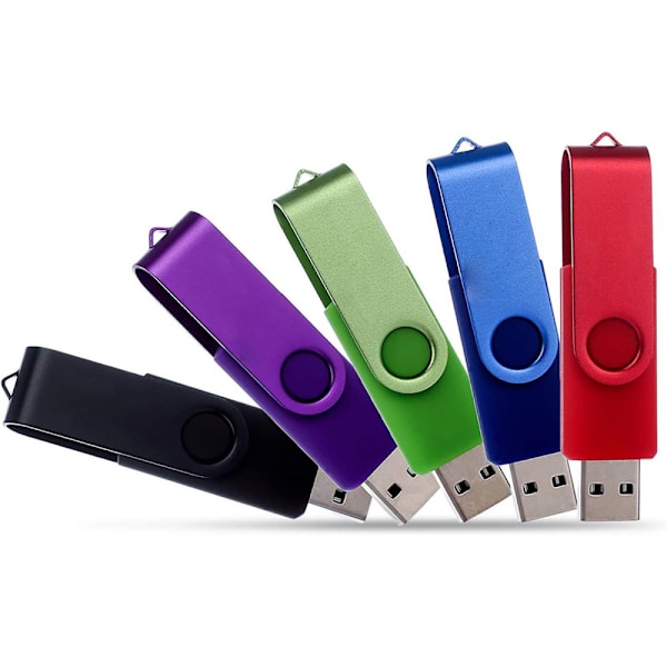 Minnessticka Bulk Pack, Portabel Nyckelstorlek med LED-ljusindikator, Locklös Design USB 2.0 Flash-enheter för Stationär Dator Laptop, Vikbar 360º Vridbar