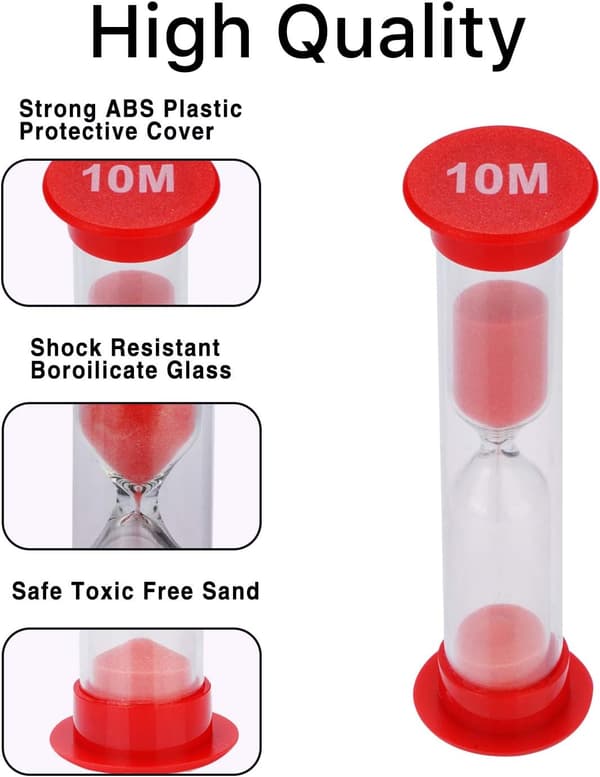 6 stykker timeglas timer timeglas barn tand sandur 30S/