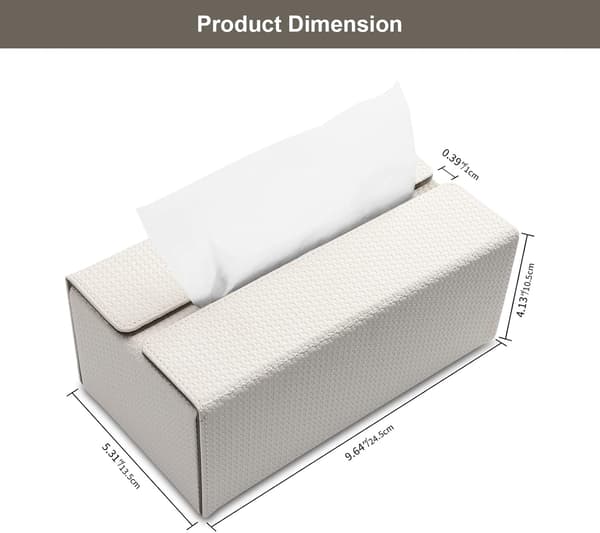 1 stk. (Grå+Hvidt Vævet Mønster) Rektangulær Læder Tissue Box Tis