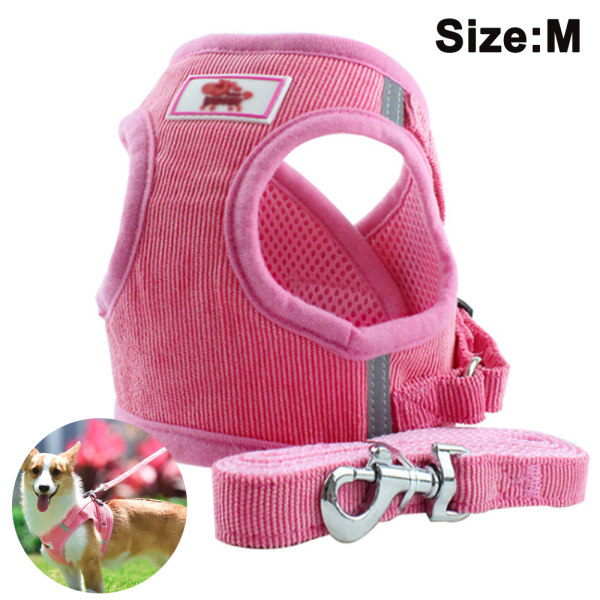 Dog Harness with Leash for Pets, Chest Harness,Pink,M