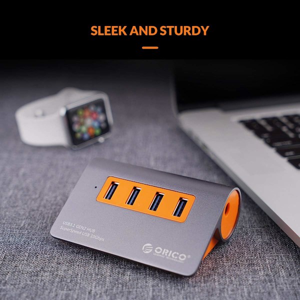 USB Port Hubb, Höghastighetsdataöverföring, 10 Gbps Super Speed USB 3.1 Gen 2 Portabel USB-splitter med Chip av Industriell Kvalitet, Ergonomisk Design för