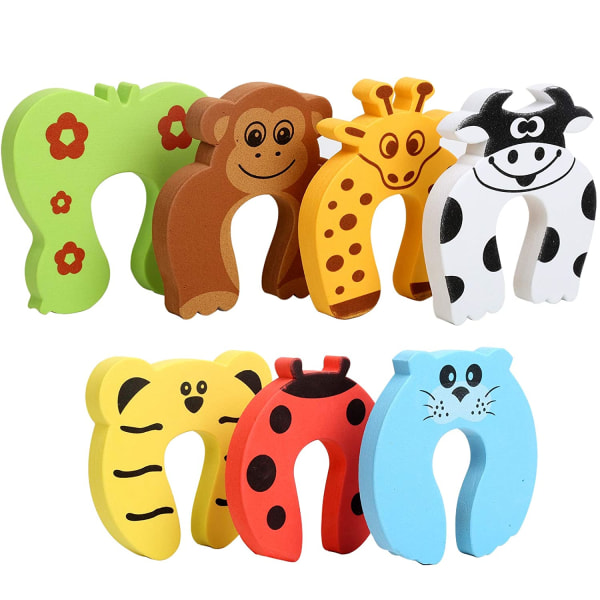 7Pcs Finger Pinch Guard,  Cartoon Animal Door Stop Soft Foam