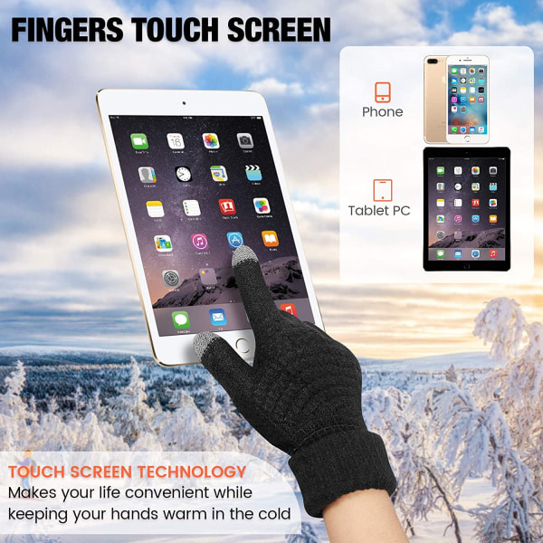 4 par vinter fleece-forede touch screen handsker, pakke med varme