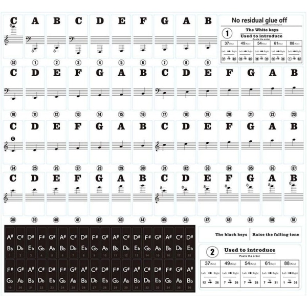 Gjennomsiktig klistremerke for piano og elektronisk orgel