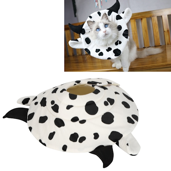 Cow Shape Cat Protective Collar Pet Soft Surgery Wound Recovery AntiBite Neck Collar(L )